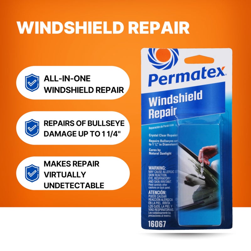Permatex 16067 Bullseye Windshield Repair Kit, .025 oz. Syringe, .025 Ounce Syringe , White - Image 2